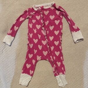 Pink Heart Print Kids Footie onesie